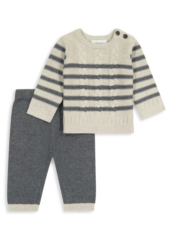 Miniclasix Baby Boy's 2-Piece Cable Knit Sweater & Pants Set